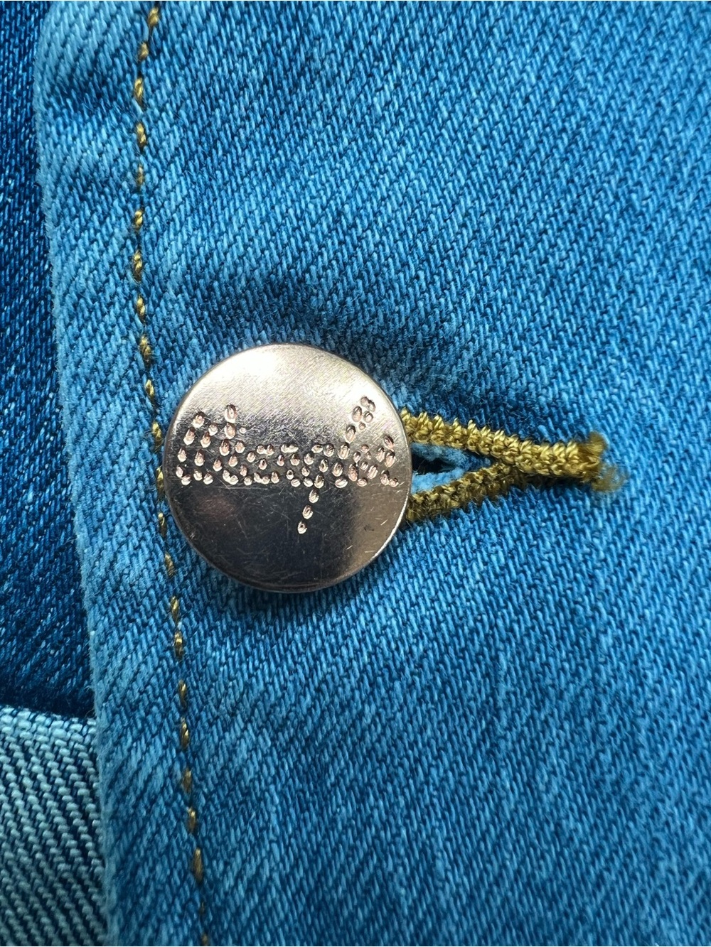 Denim Button Detail with Crystal-Stud Logo - Bright Blue - Picture 5 of 7